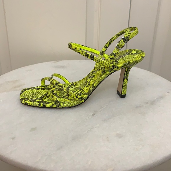 Gianni Bini Neveena Neon Green Snake Print Sandal - Picture 3 of 10